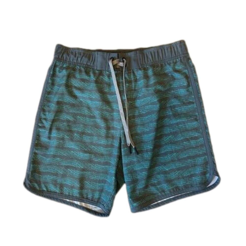 PrAna Ground Speed Men's Workout Shorts Boardshorts Gray Teal UPF 30+ Size M